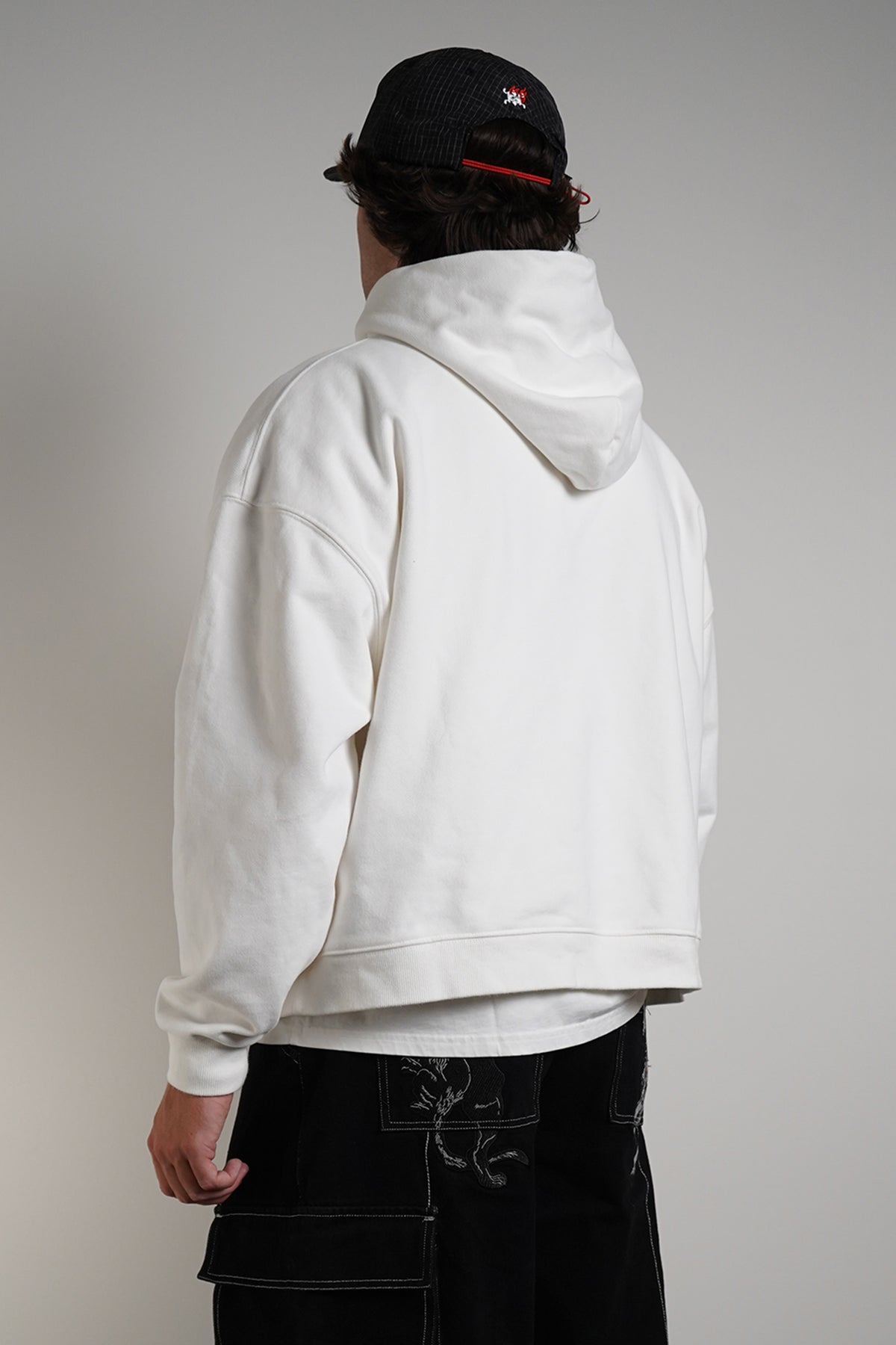 White Together Forever Hoodie, back view in model