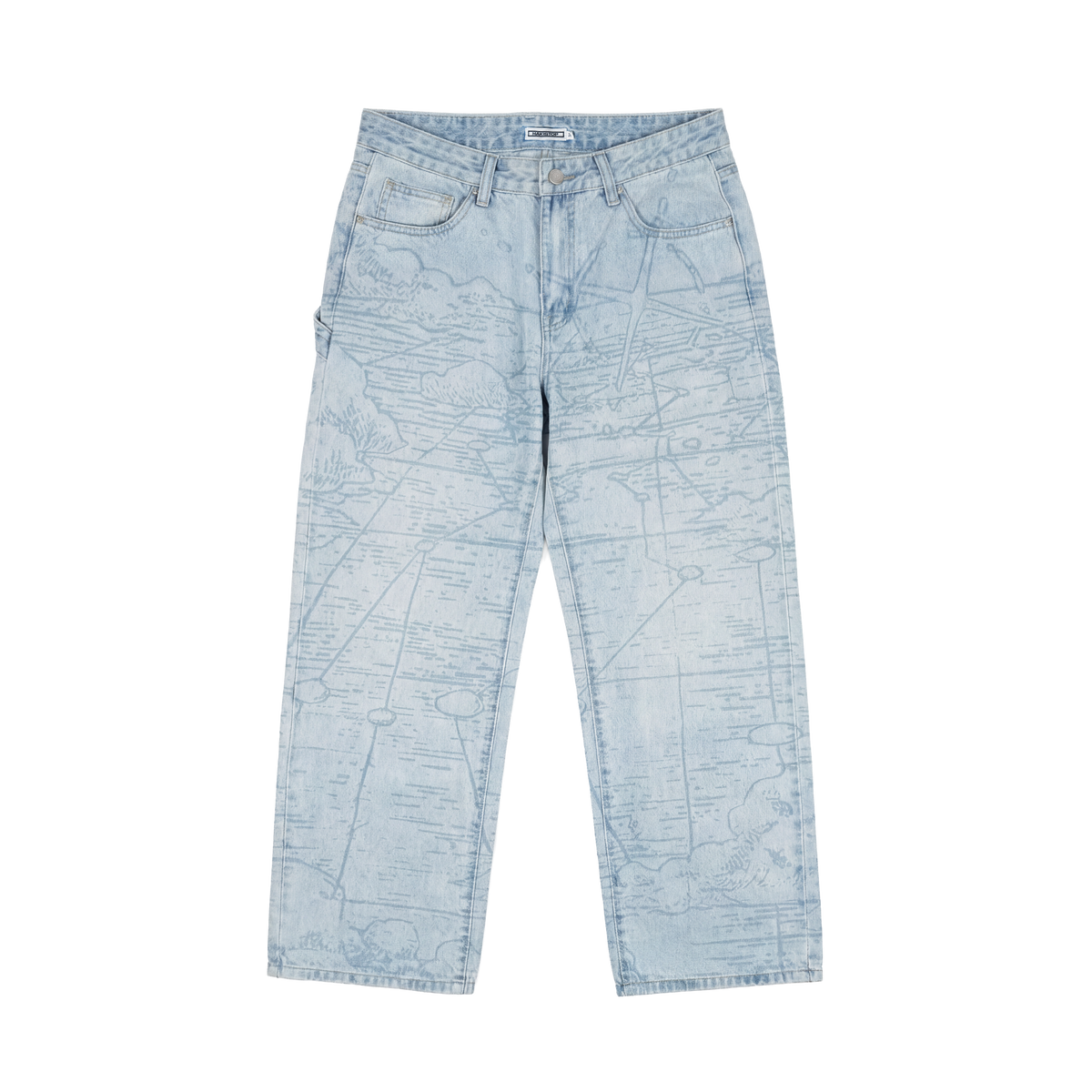 Light blue jeans on a white background