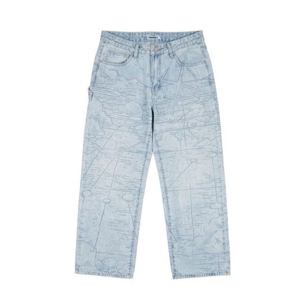 Light blue jeans on a white background